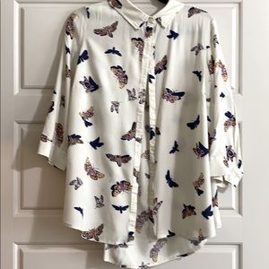 ModCloth Butterfly Print Button Down